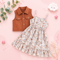 The Abby - Girls' Floral Dress and Button-Up Cardigan 2-Piece Summer Set
