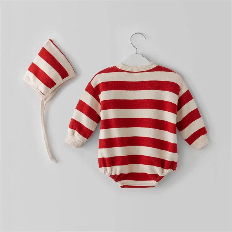 Christmas Baby Sweater Santa Clause Romper Hat Set