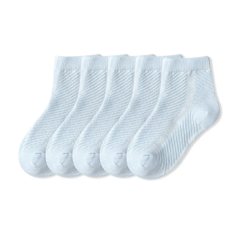 5 Pairs Children Socks Cotton Breathable Mesh
