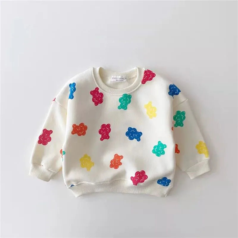 Cute Colourful Gummy Bears Tracksuit/ Pullover Sweatshirts+ Simple New Track Trousers 2pc Spring New Set