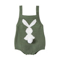 Bunny Print Square Neck Sleeveless Knit Rompers