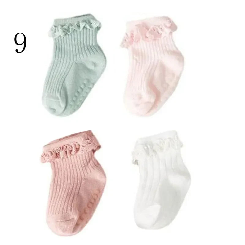 4Pair baby Girl non-slip socks