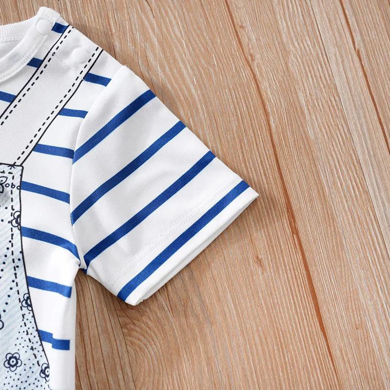 Cartoon Teddy Bear Fake Two-Piece Outdoor Outfit