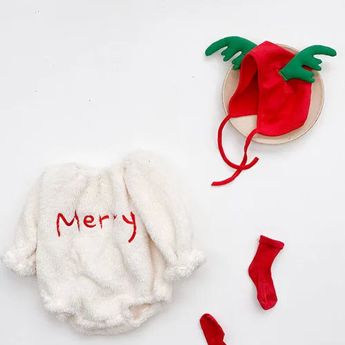 Cozy Baby Christmas Cartoon Hooded Bodysuits