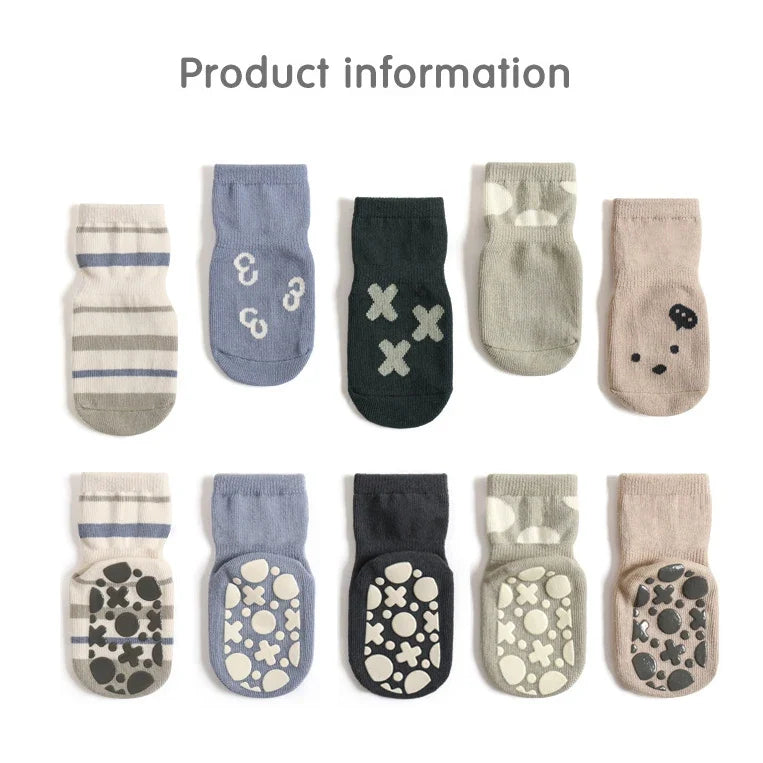 5 Pairs Toddler Cartoon Anti-slip Socks