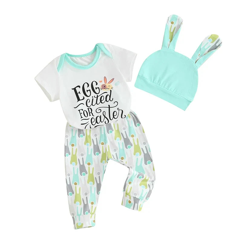 Baby Boy Easter Outfit Short Sleeve Letter Print T-shirt