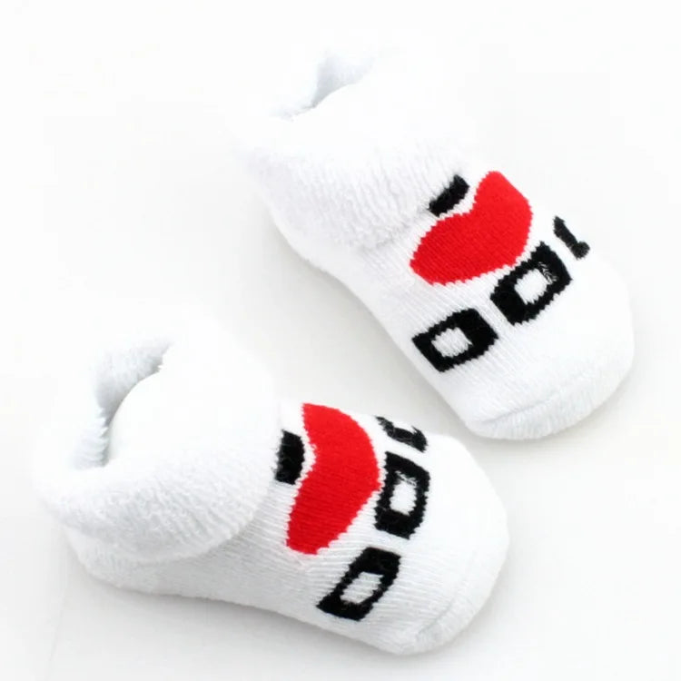 Baby Socks Cotton Mini Cute Girls Boys Love Dad Love Mum Newborn Kids Socks Toddler Baby Floor Bedding Socks Baby Cheap Stuff