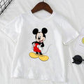 Cute Minnie Mickey Mouse Print Short Sleeve White T-shirt