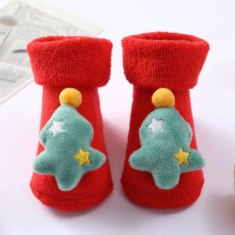 Baby Stuff Toddler Socks Boy Girl Autumn Winter Newborn Warm Cotton Sock Cartoon Animal Red Christmas Socks Infant Clothing 0-1y