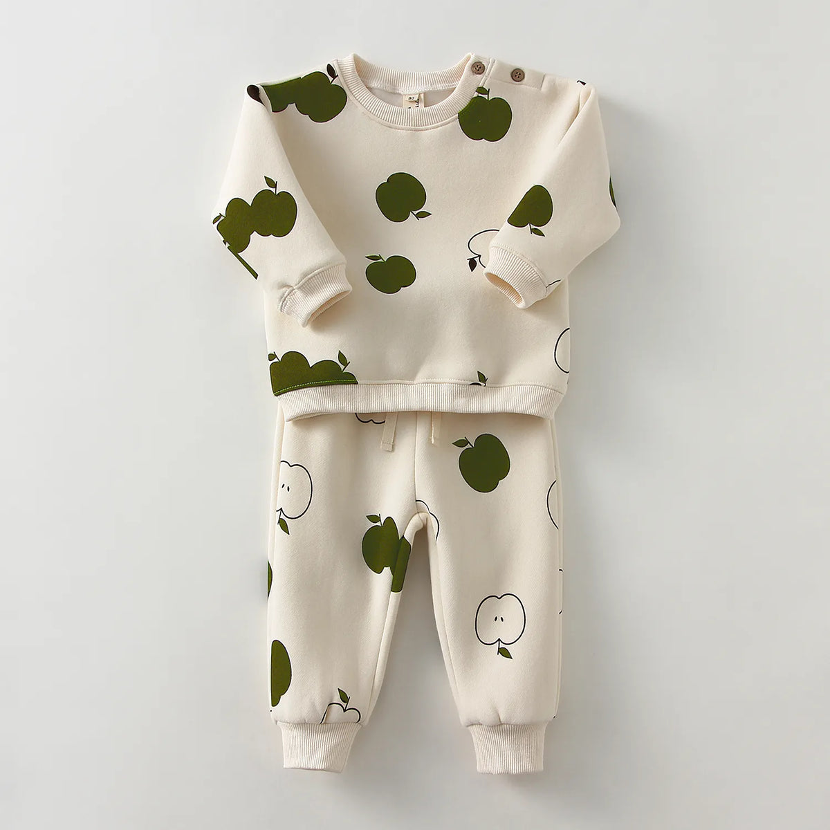 2Pcs Set Embroidery Thicken Fleece Outfit