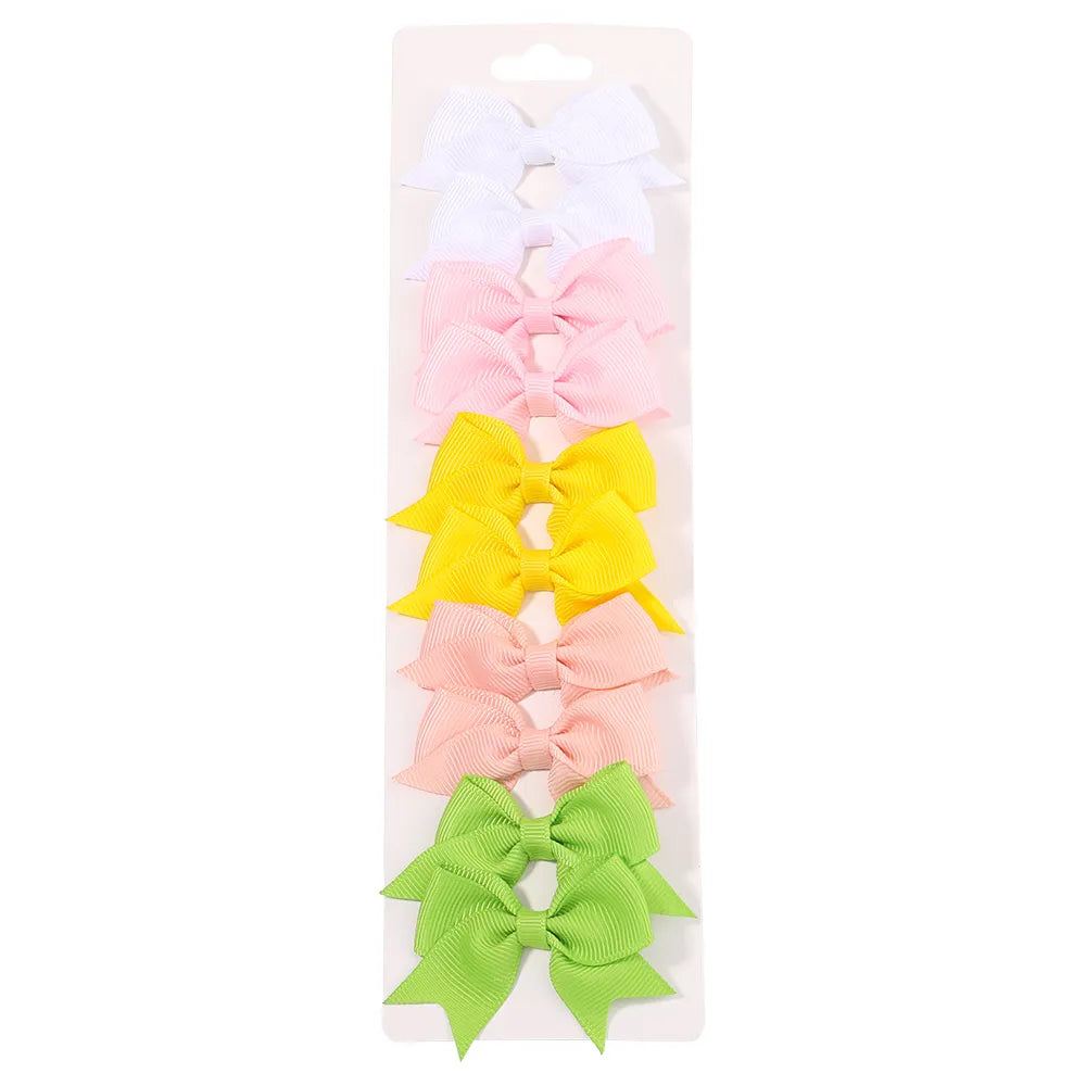 Cute Solid Ribbon Bowknot 10Pcs/Set Hair Clips