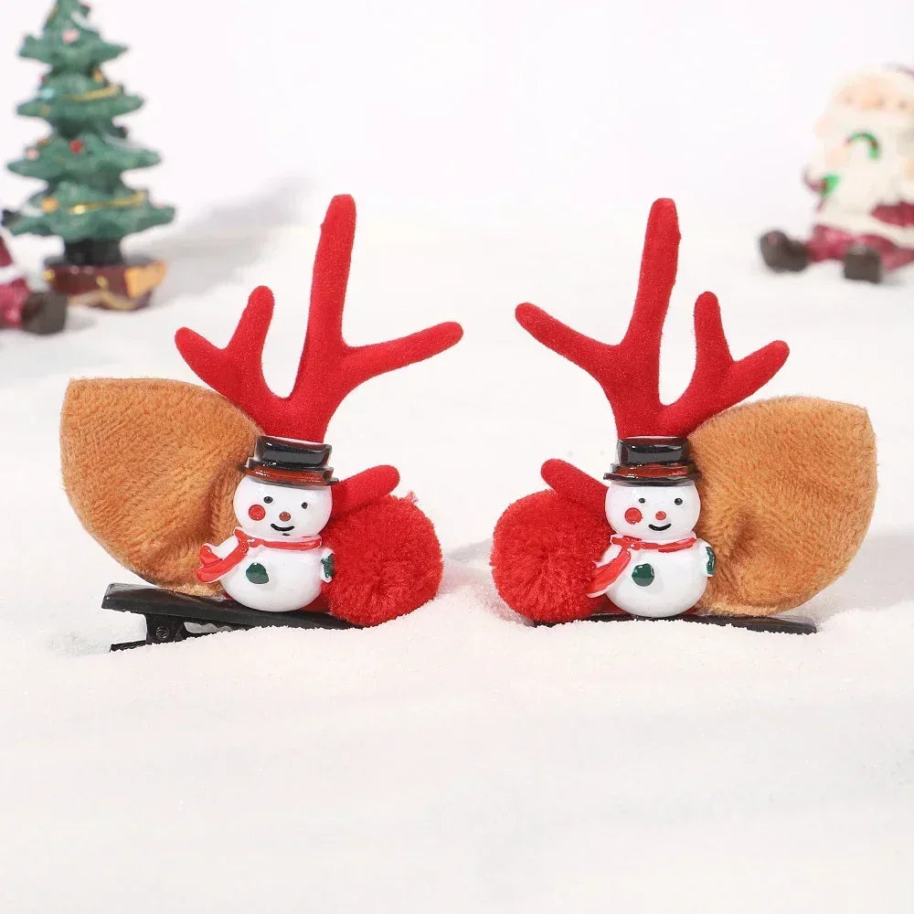 1pair Christmas Party New Years Antler Hair Clips