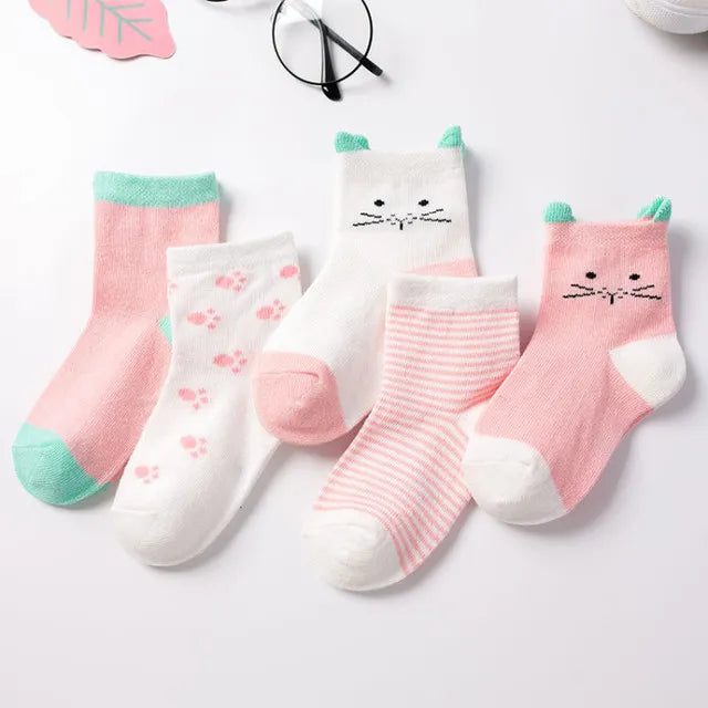 5 Pair Infant Cartoon Socks Cotton