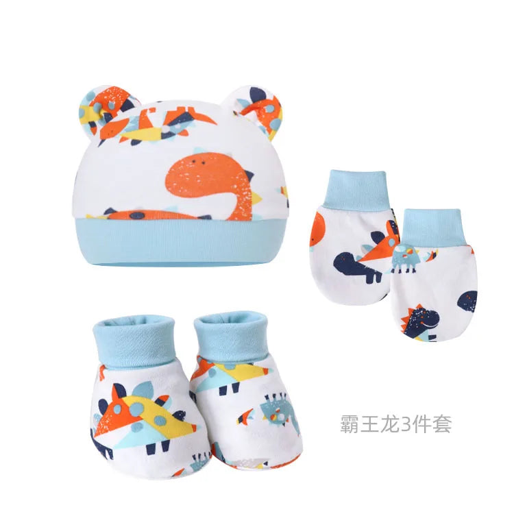 5pcs Baby Cartoon Anti-scratch Gloves Hat Foot Cover Set