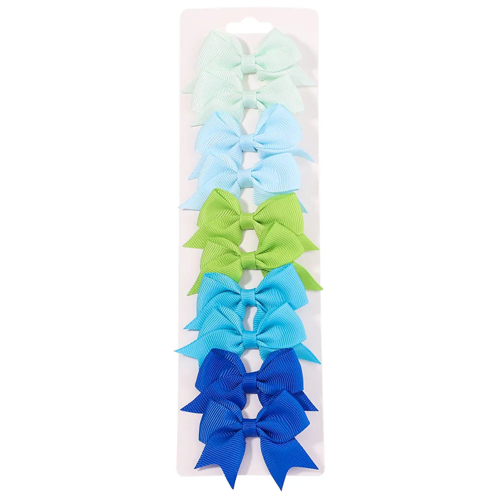 Cute Solid Ribbon Bowknot 10Pcs/Set Hair Clips