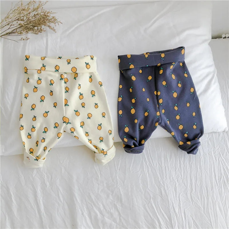 Cotton Warm High Waist Pants+Long Sleeve O-neck Top