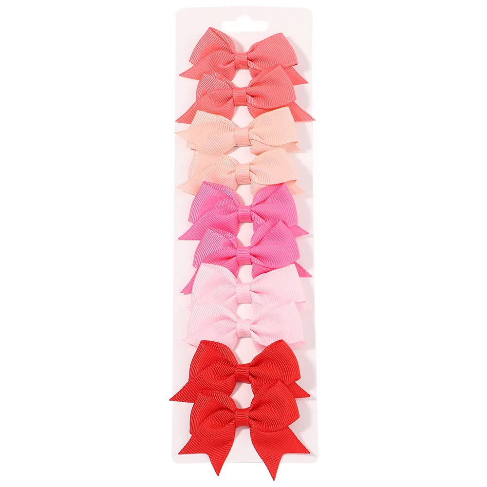 Cute Solid Ribbon Bowknot 10Pcs/Set Hair Clips