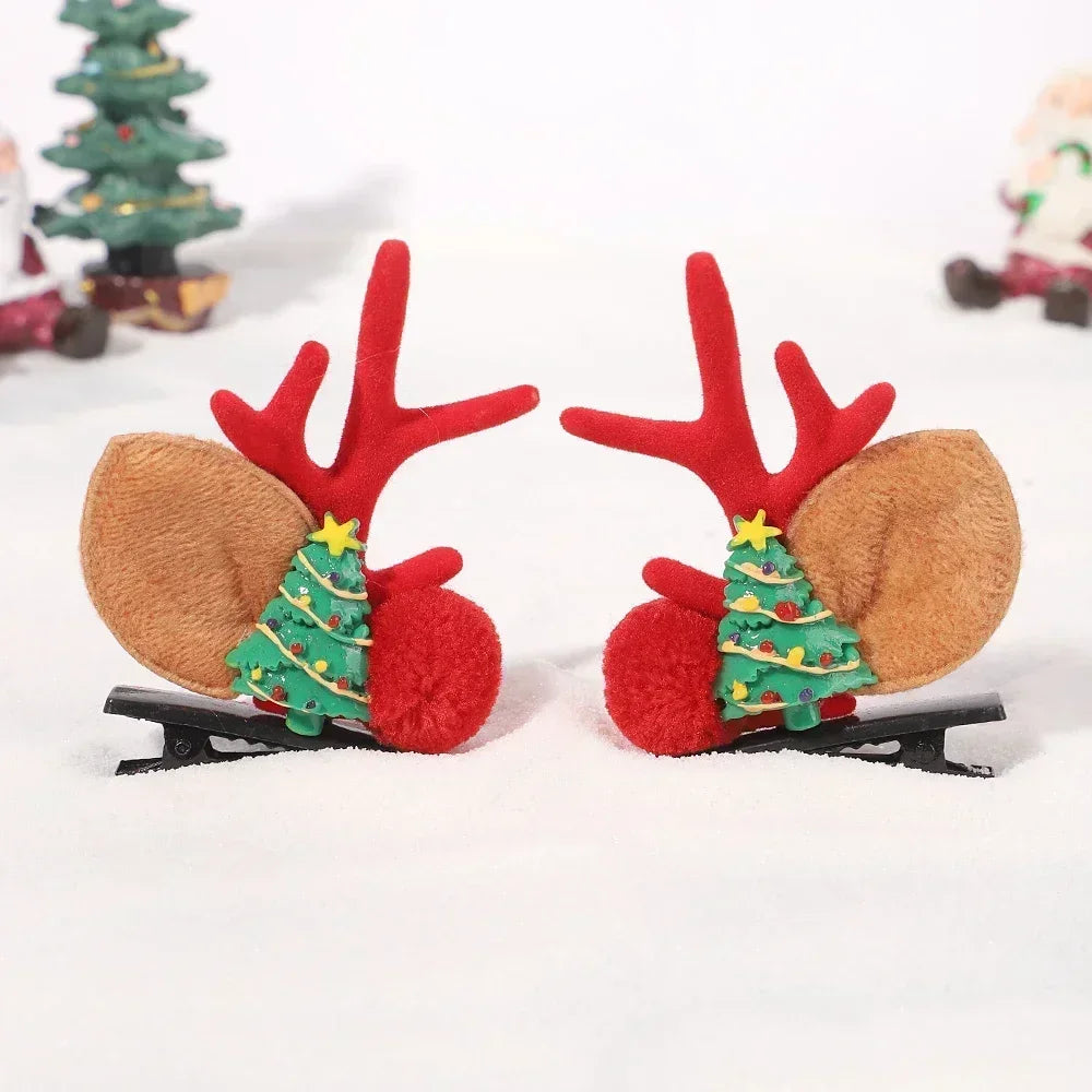 1pair Christmas Party New Years Antler Hair Clips