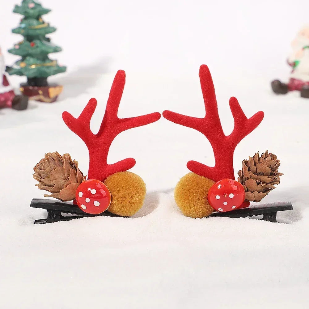 1pair Christmas Party New Years Antler Hair Clips