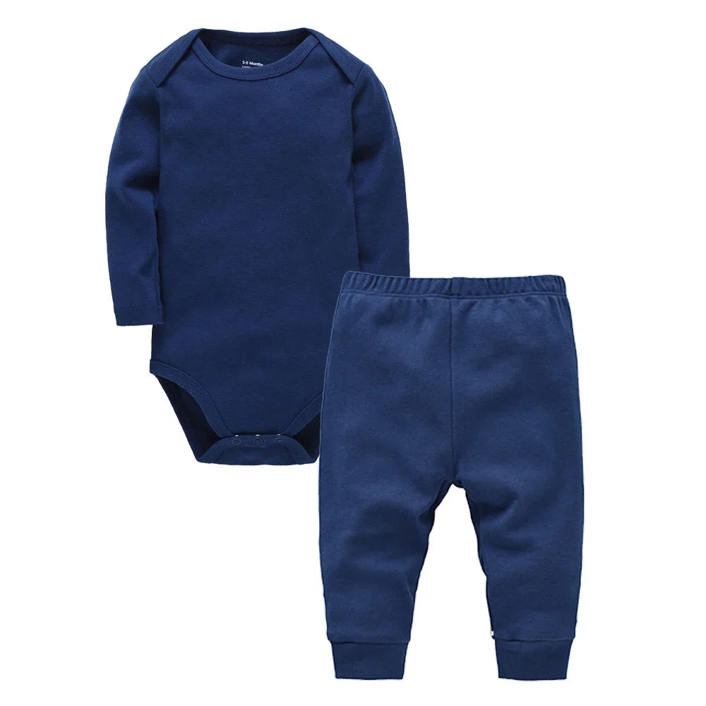 100% Cotton Plain Baby Romper+Pant Bodysuit
