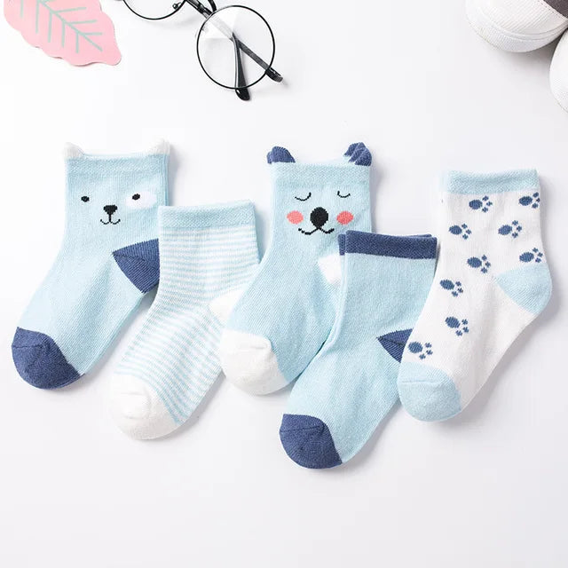5 Pair Infant Cartoon Socks Cotton