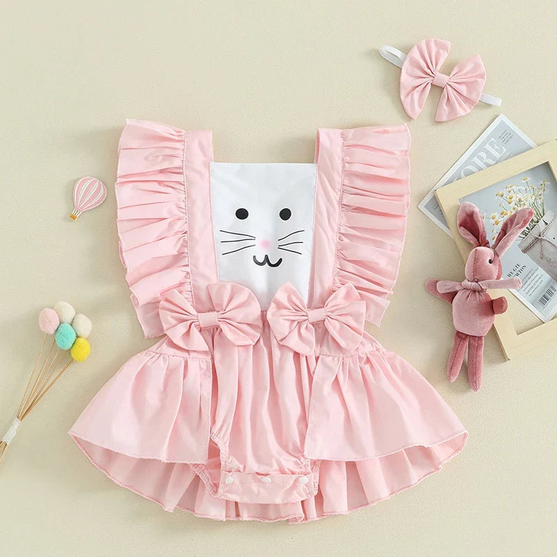 Baby Girl Easter Outfit Rabbit Print