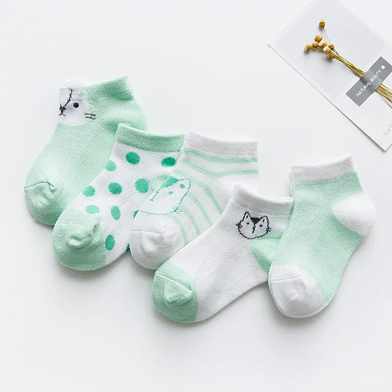 5 Pair Cotton Solid Children Socks