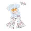 Bunny T-Shirt Tee Tops Flare Pants with Headband