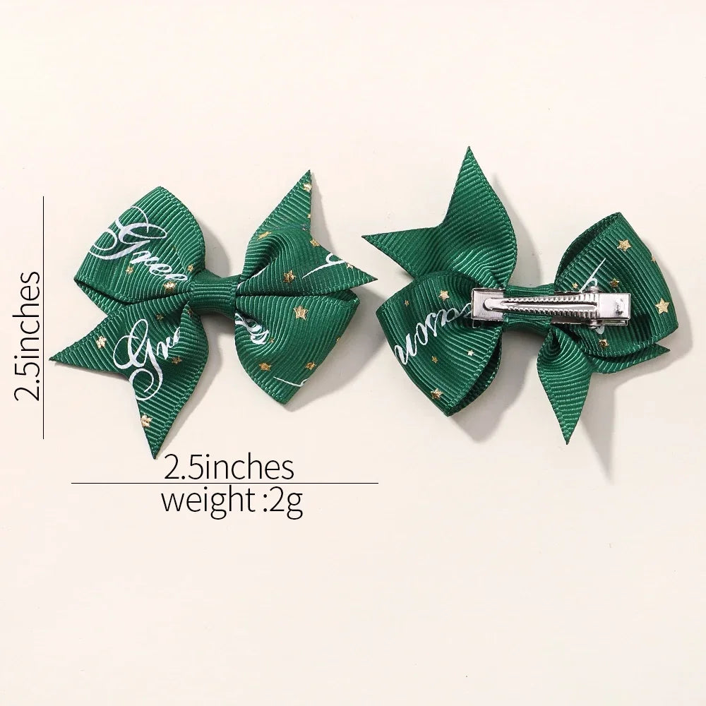 6/8Pcs Christmas Bows Hair Clip