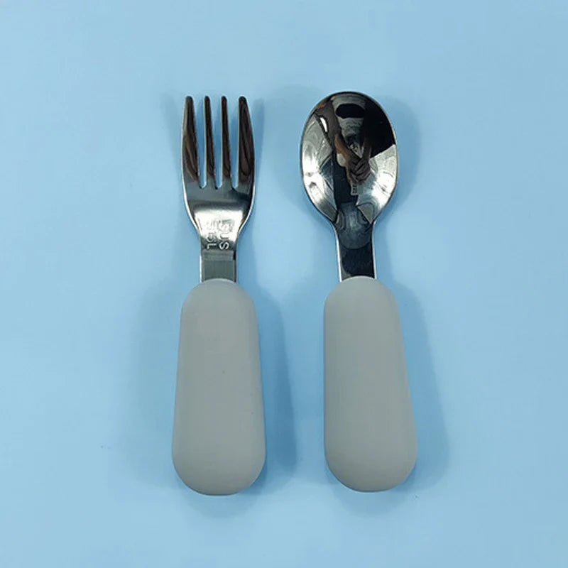 Baby Gadgets Tableware Set Children Utensil Stainless Steel Toddler Dinnerware Cutlery Cartoon Infant Food Feeding Spoon Fork