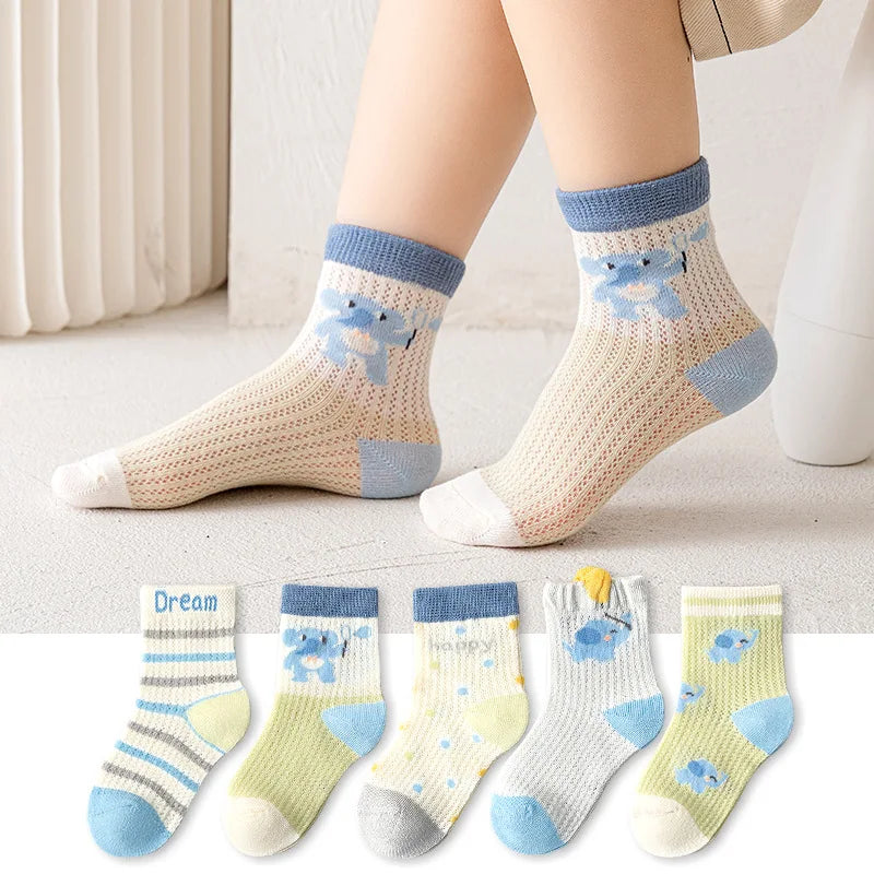5 Pairs Socks Cotton Breathable Mesh