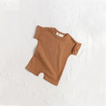 Basic Playsuit Wear Infant Short Sleeve Jumpsuit Ribbed Clothes Outfits