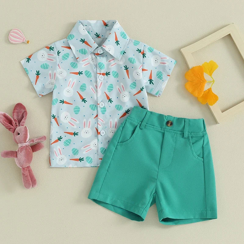 Bunny Carrot Short Sleeve Shirt  and Solid Color Shorts