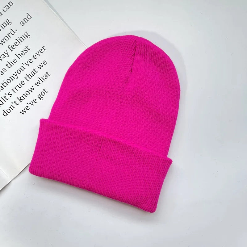 Baby Winter Knitted Hat Cuff Keep Warm Crochet Child Cap For Kids Women Men Outdoor Acrylic Solid Color Girls Boys Beanies Hats