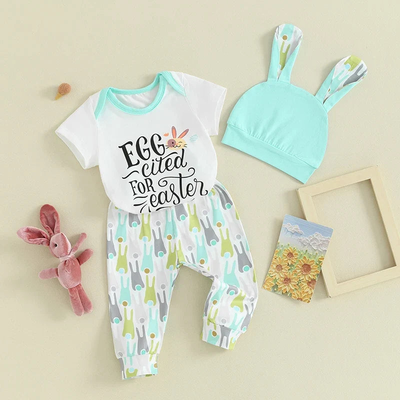 Baby Boy Easter Outfit Short Sleeve Letter Print T-shirt
