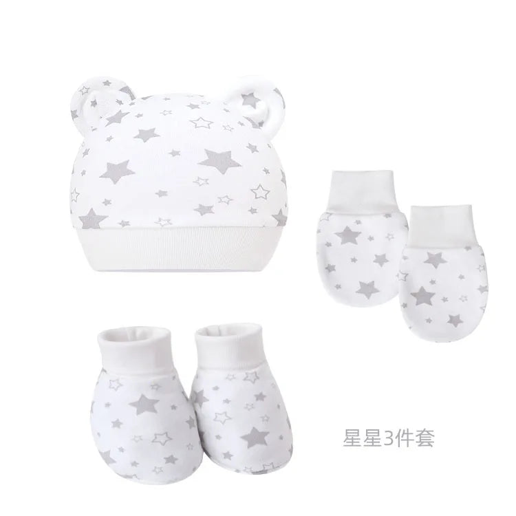 5pcs Baby Cartoon Anti-scratch Gloves Hat Foot Cover Set