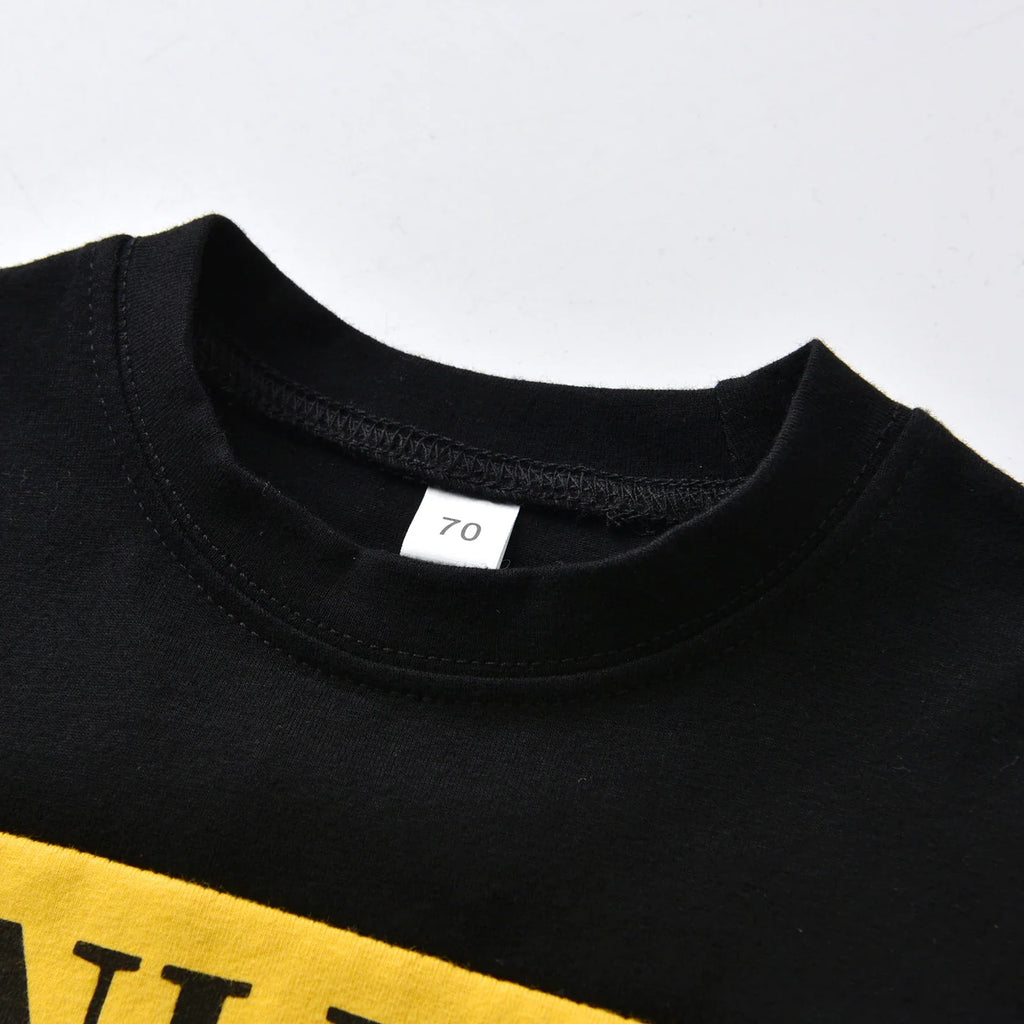 "Mini Boss" Letters Print T-shirt and Shorts Outfit