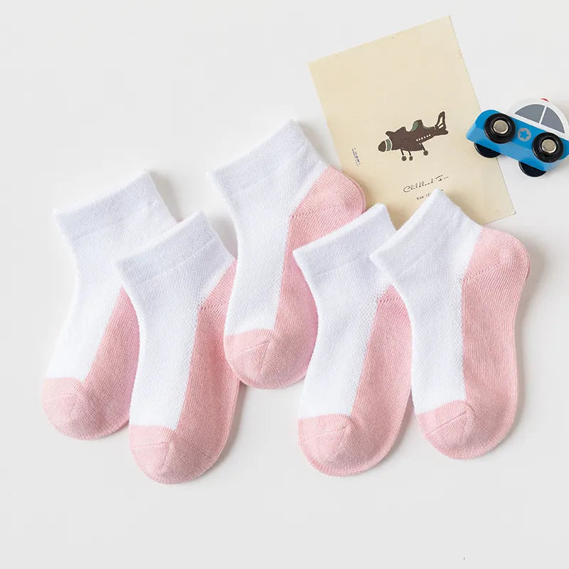 5 Pair Cotton Solid Children Socks