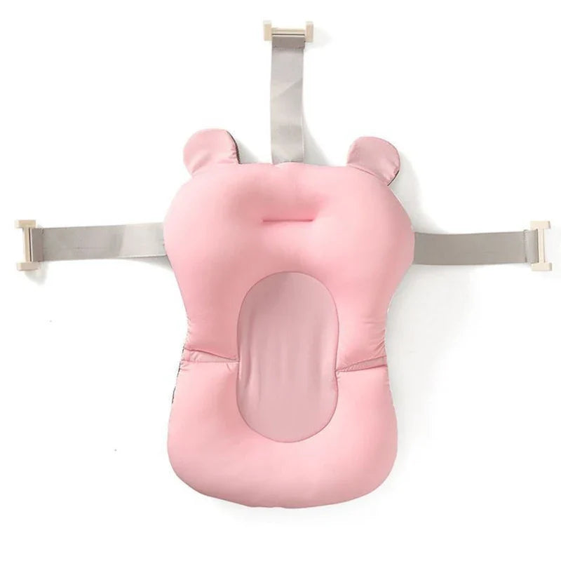 Baby Bath Seat Support Mat Foldable Baby Bath Tub Pad & Chair Newborn Bathtub Pillow Infant Anti-Slip Soft Comfort Body Cushion