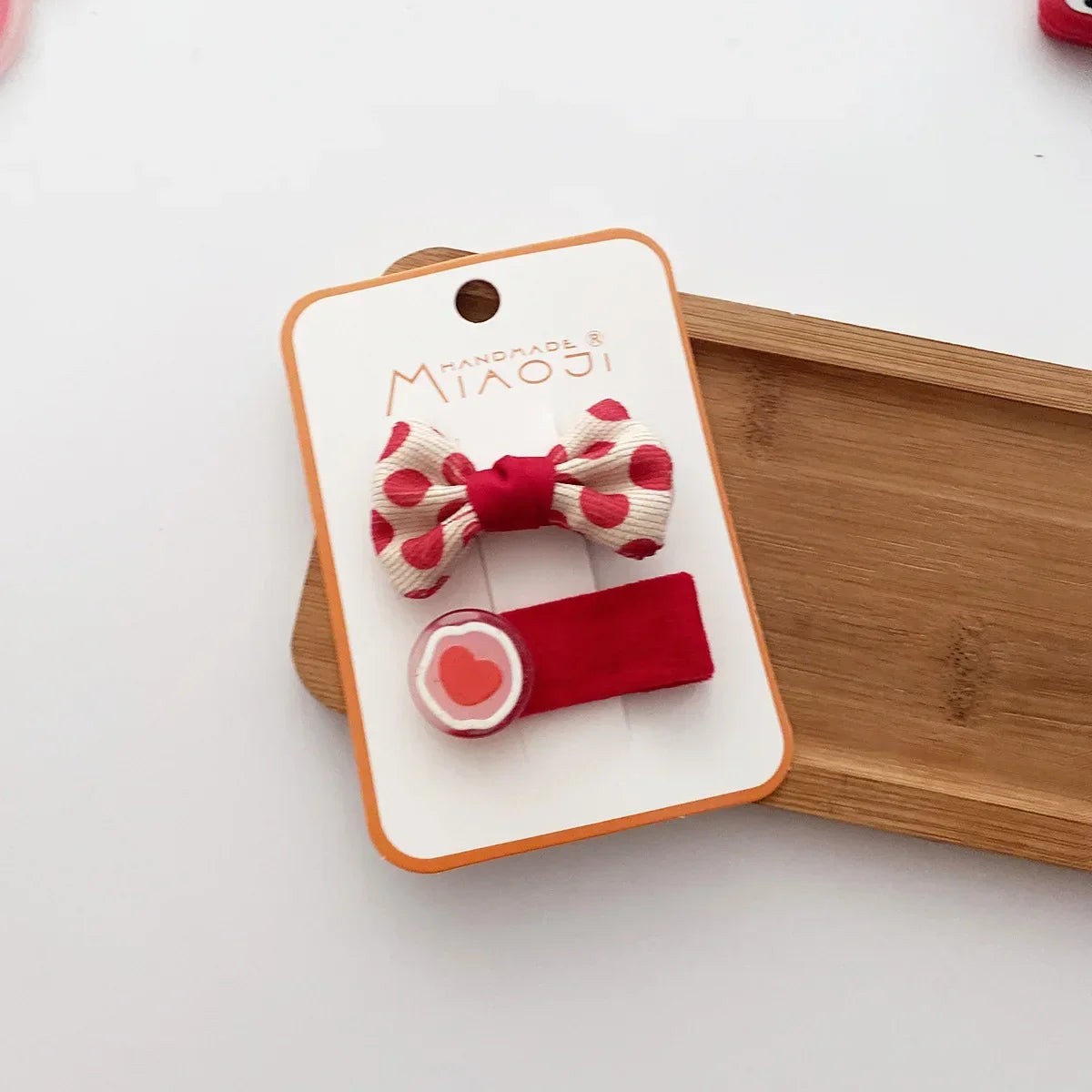 2/4PCS Red Christmas Baby Hair Pins