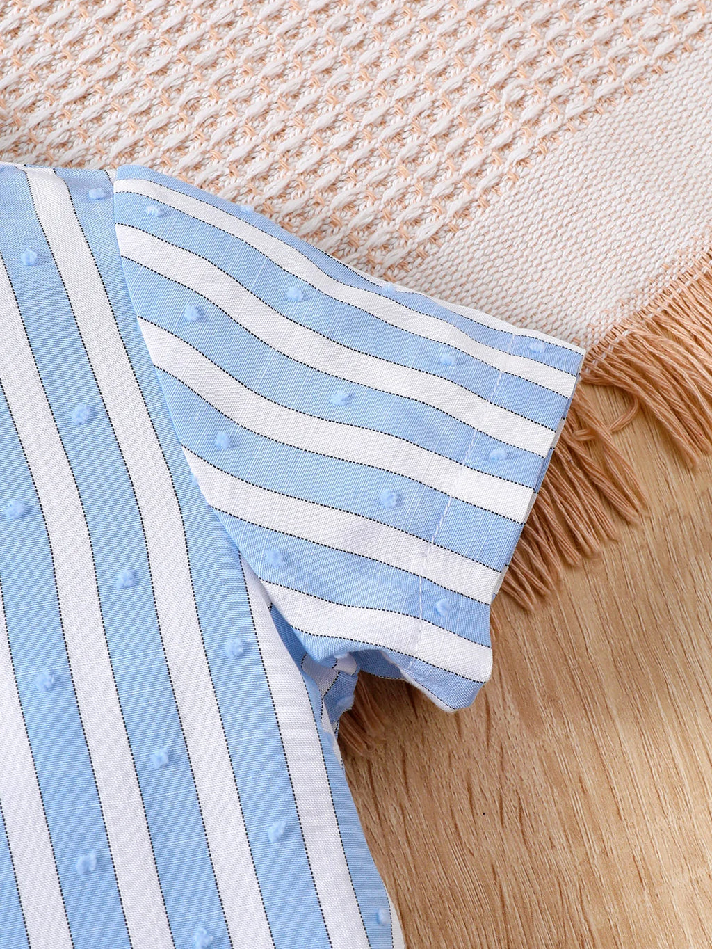 Baby boy Summer Set Blue and White Striped Shirt and shorts two Piece Set for 0-24 Month Male Baby Handsome and Casual Set
