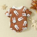 Bunny Print Short Sleeve Rompers