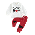 0-3Y Toddler Baby Boy Valentine’s Day Outfits Long Sleeve Sweatshirt + Heart Trousers Pant Clothes Set