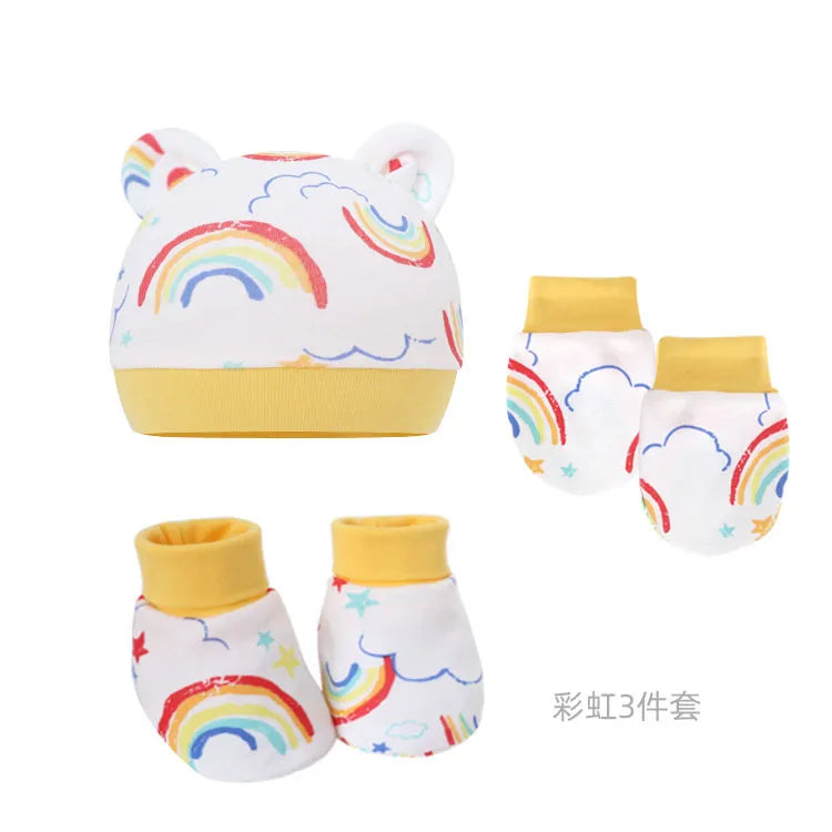 5pcs Baby Cartoon Anti-scratch Gloves Hat Foot Cover Set