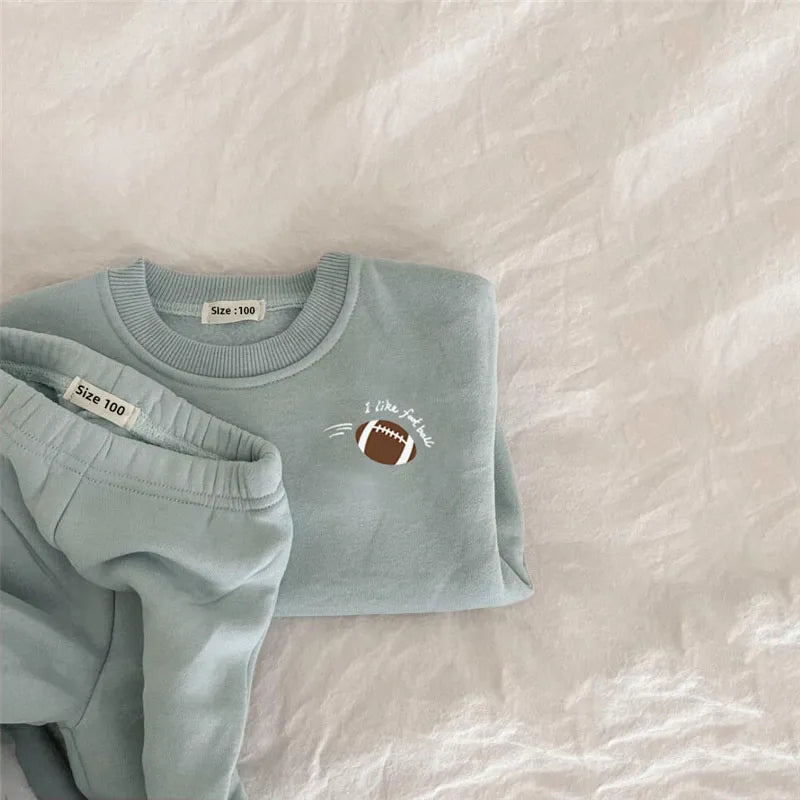 2Pcs Set Embroidery Thicken Fleece Outfit