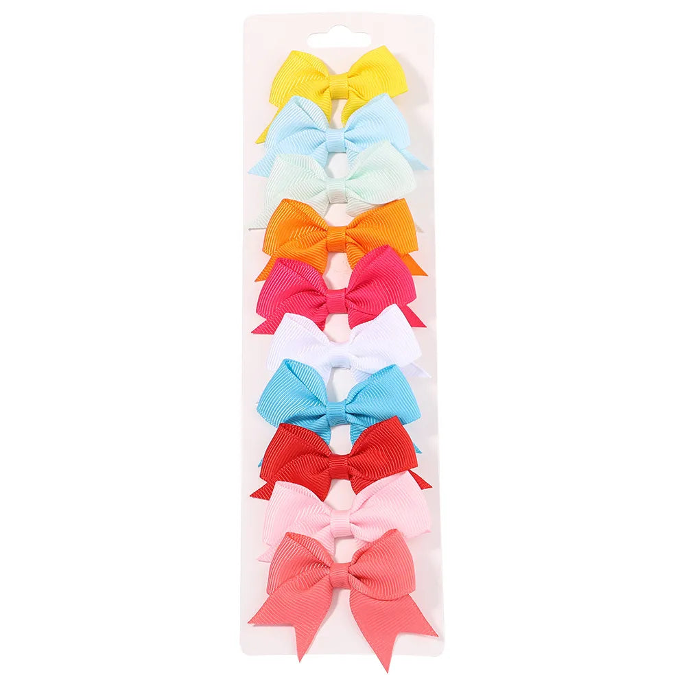 Cute Solid Ribbon Bowknot 10Pcs/Set Hair Clips