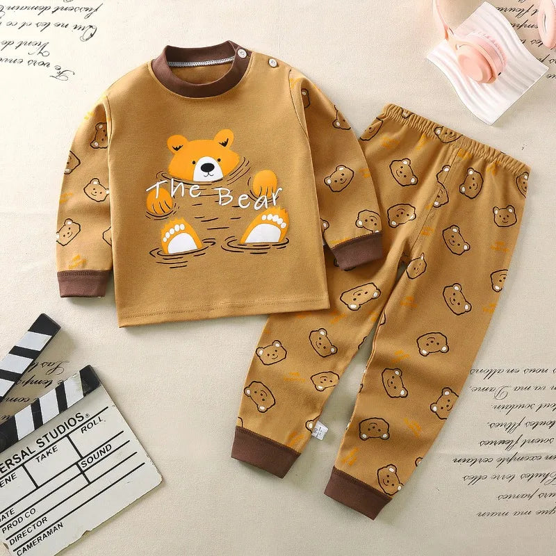 Cartoon Pajamas Baby Boys Girls Sleepwear Home Clothes Cotton