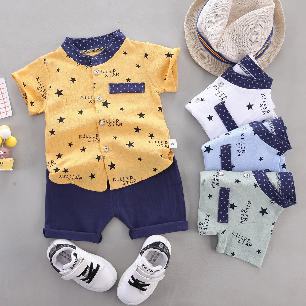 Boy's Suit shirt and Shorts 2PCS  Set