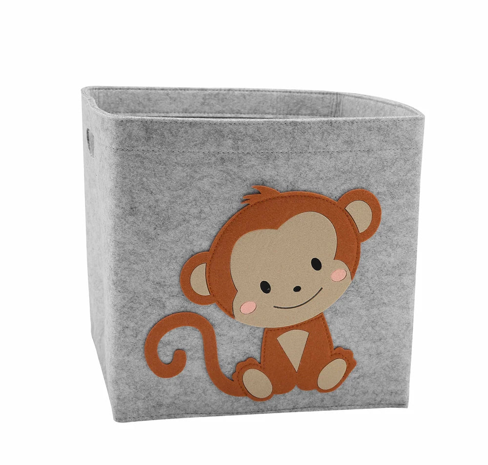 Collapsible Storage Box Cube Felt Fabric Bin for Kids Toys Organizer Storage Basket Custom Animal Pattern Container With Handle