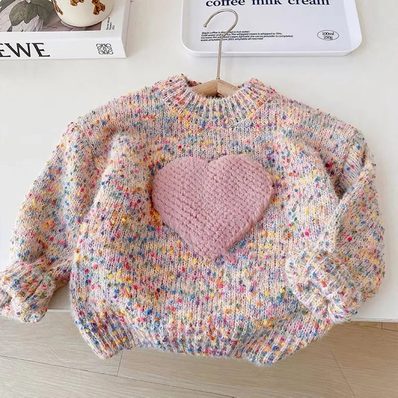 3D Heart Print Baby Sweater